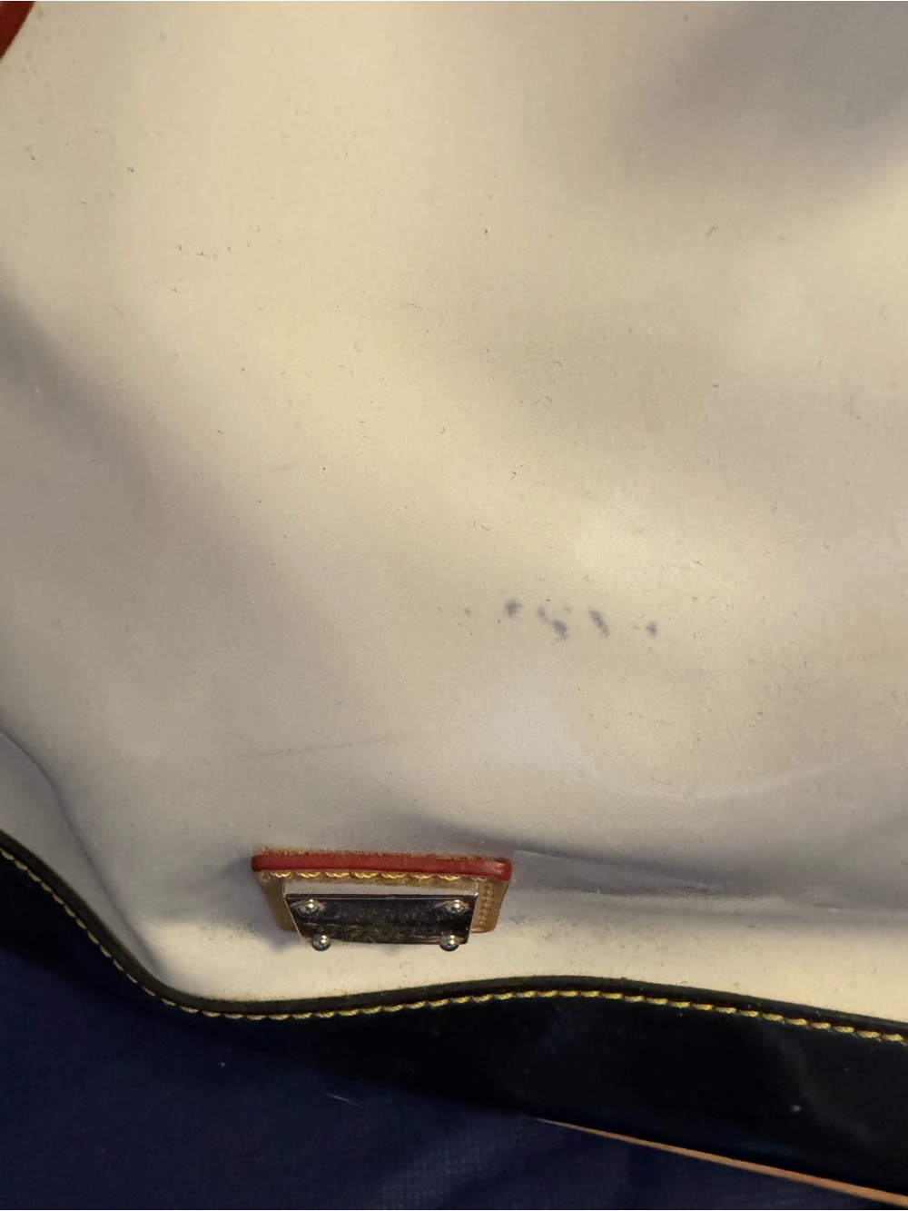 Dooney & Bourke Cream White and Black Satchel with Tan Trim-Patent Leather - Picture 3 of 6
